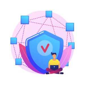 Decentralized application abstract concept vector illustration. Digital application, blockchain, P2P computer network, web app, multiple users, cryptocurrency, open source abstract metaphor.